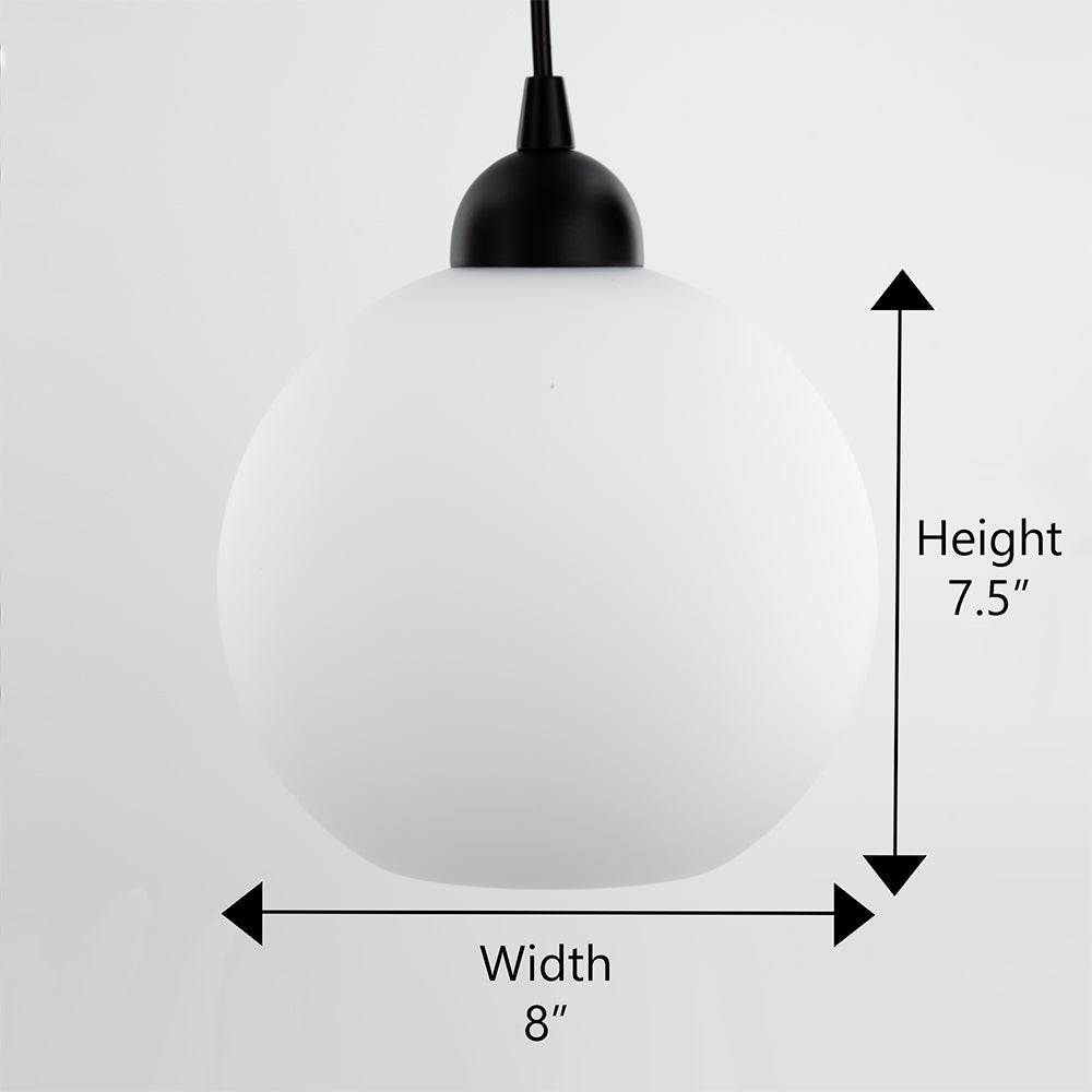 NEW Matte Black Milk Glass Globe Instant Pendant Recessed Can Conversion Kit