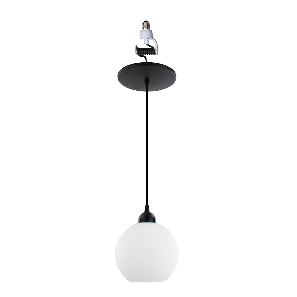 NEW Matte Black Milk Glass Globe Instant Pendant Recessed Can Conversion Kit