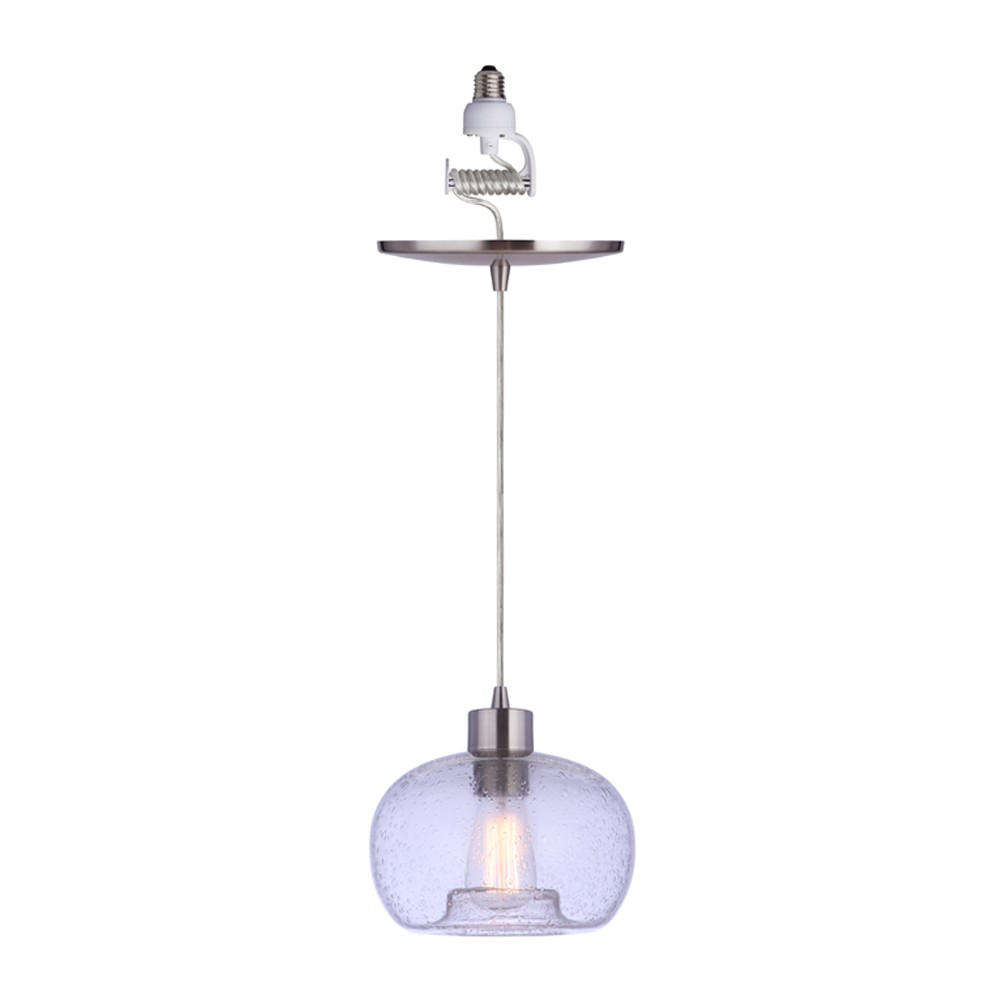 PBN-4692 - Worth Home Products - Modern Clear Seeded Glass Brushed Nickel Instant Pendant Light