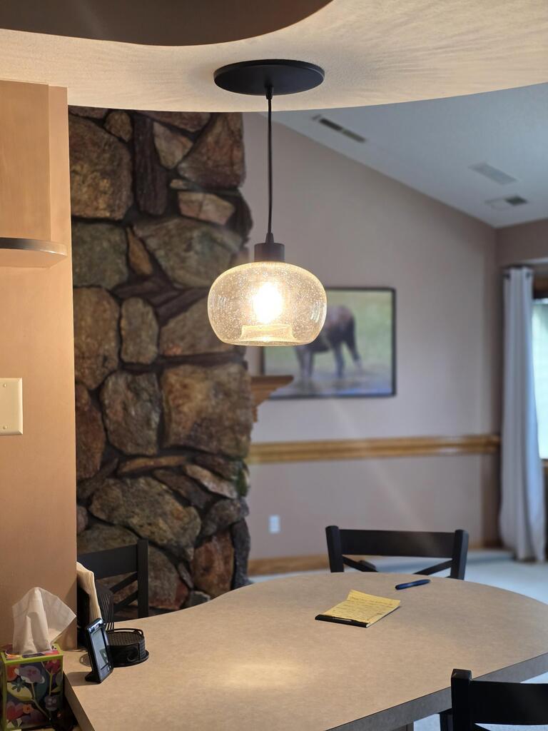 Hand-Blown Seeded Glass Brushed Nickel Instant Pendant Recessed Can Conversion Kit - FINAL SALE