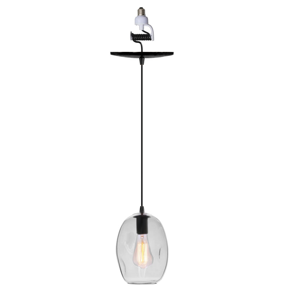 Matte Black Instant Pendant Conversion Kit with Clear Dimpled Glass