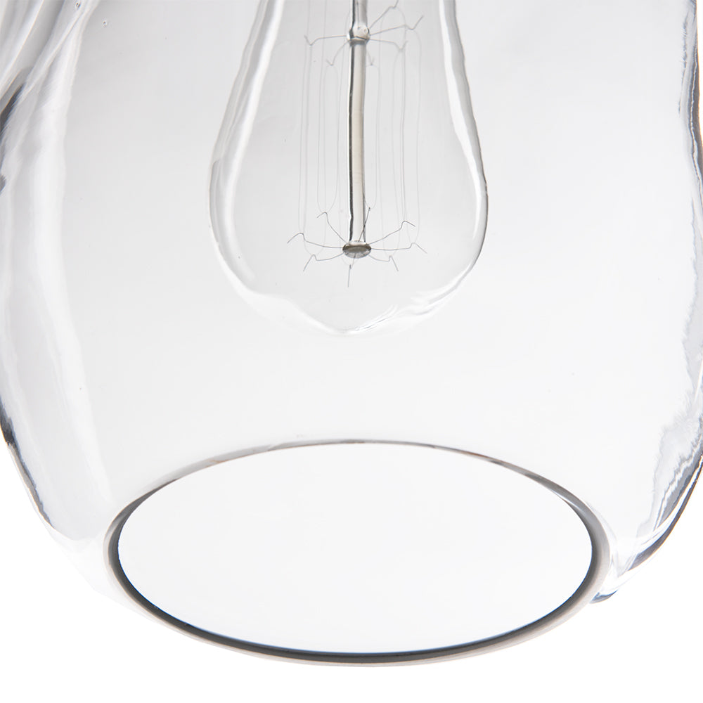 Artisan Dimpled Clear Glass with Matte Black Instant Pendant Conversion Kit