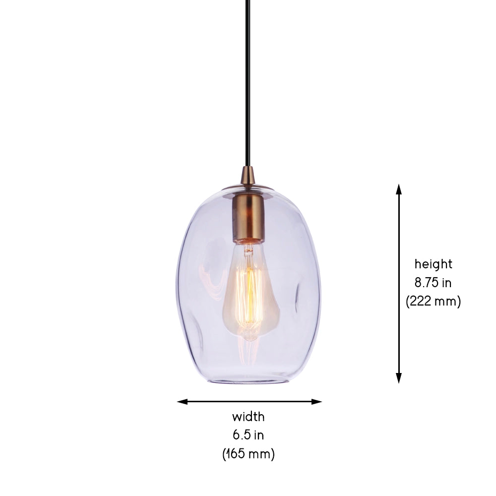PBN-5200 - Worth Home Products - Modern Clear Artistry Glass with Satin Brass Instant Pendant Recessed Can Light - Dimensions