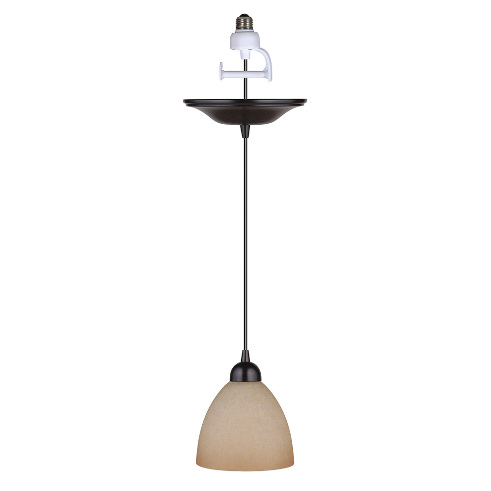 Oil Rubbed Bronze Instant Pendant Light with Linen Glass Shade main image