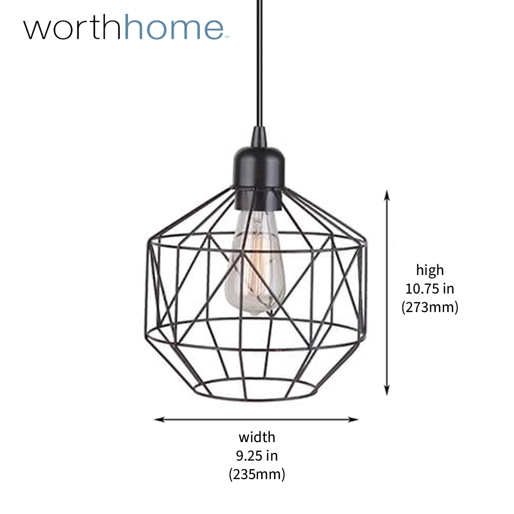 PKN-5005 - Worth Home Products - Brushed Bronze Geometric Cage Instant Pendant Recessed Can Light - Dimensions