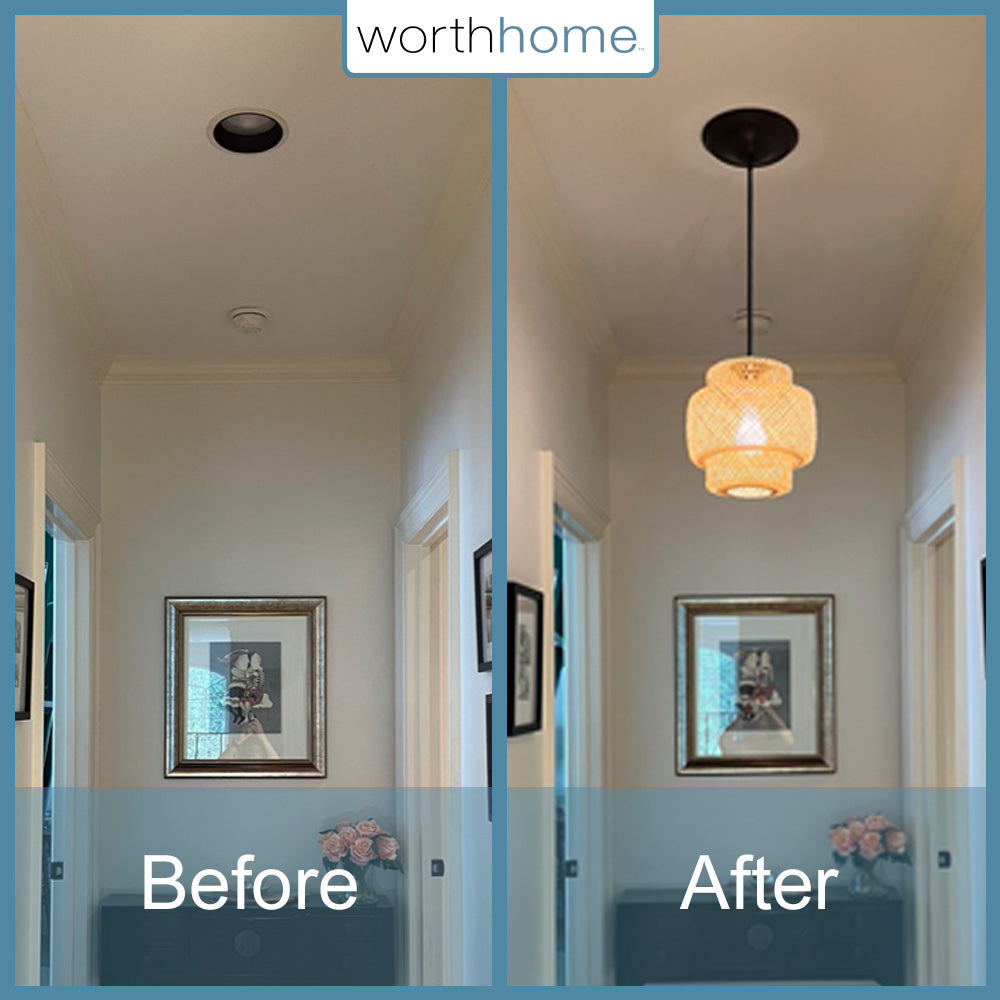 Small 11 inch 3-Tier Bamboo Shade w/ Brushed Bronze Recessed Can Conversion Kit