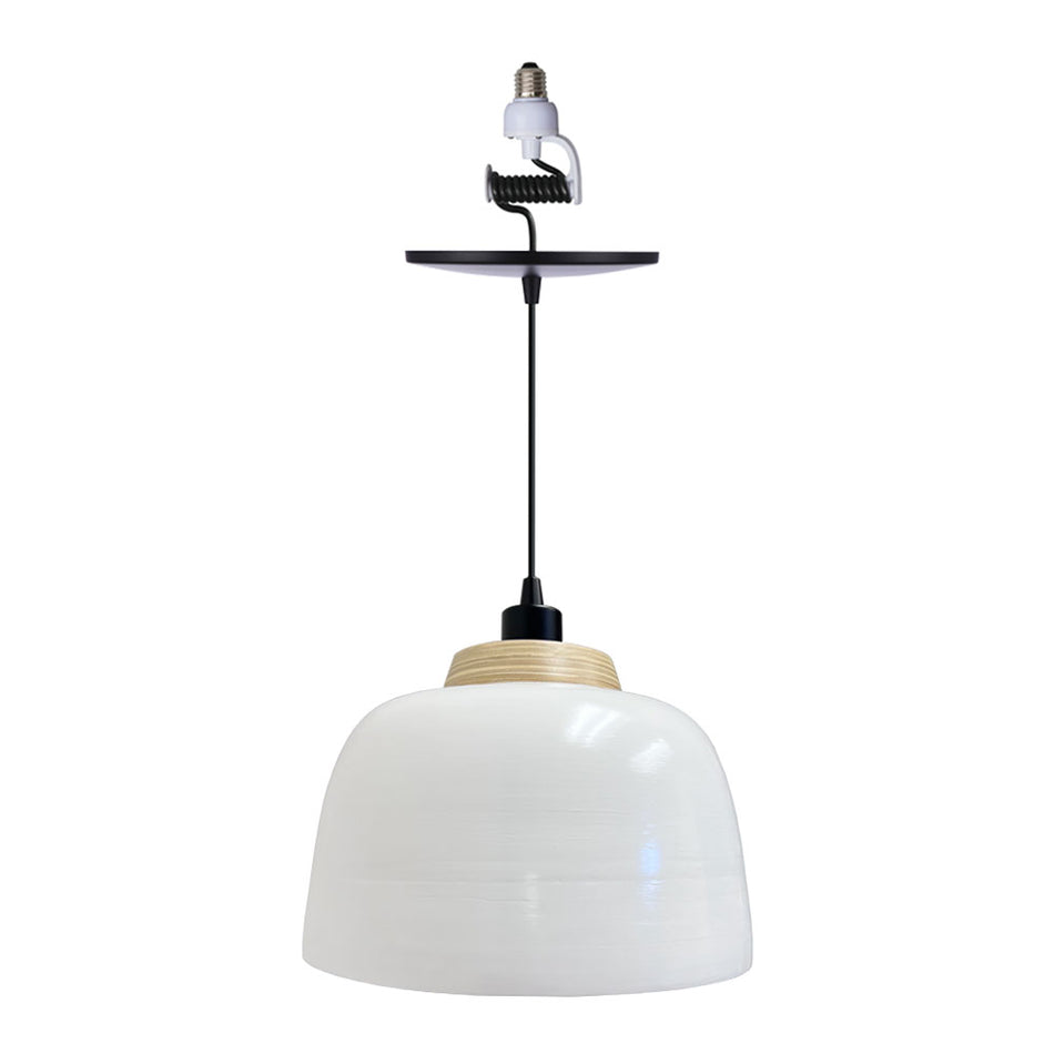Worth Home Products - Brushed Bronze White Lacquered Spun Bamboo Instant pendant Light - PBN-2351-8101