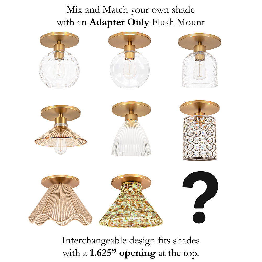 New Satin Brass Instant Flush Mount Light - Recessed Can Conversion Kit (Adapter Only)