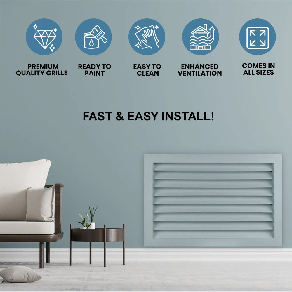 Luxury A/C Air Return In-take Vent Covers - Primed, Wood (Holds 1" Filters)