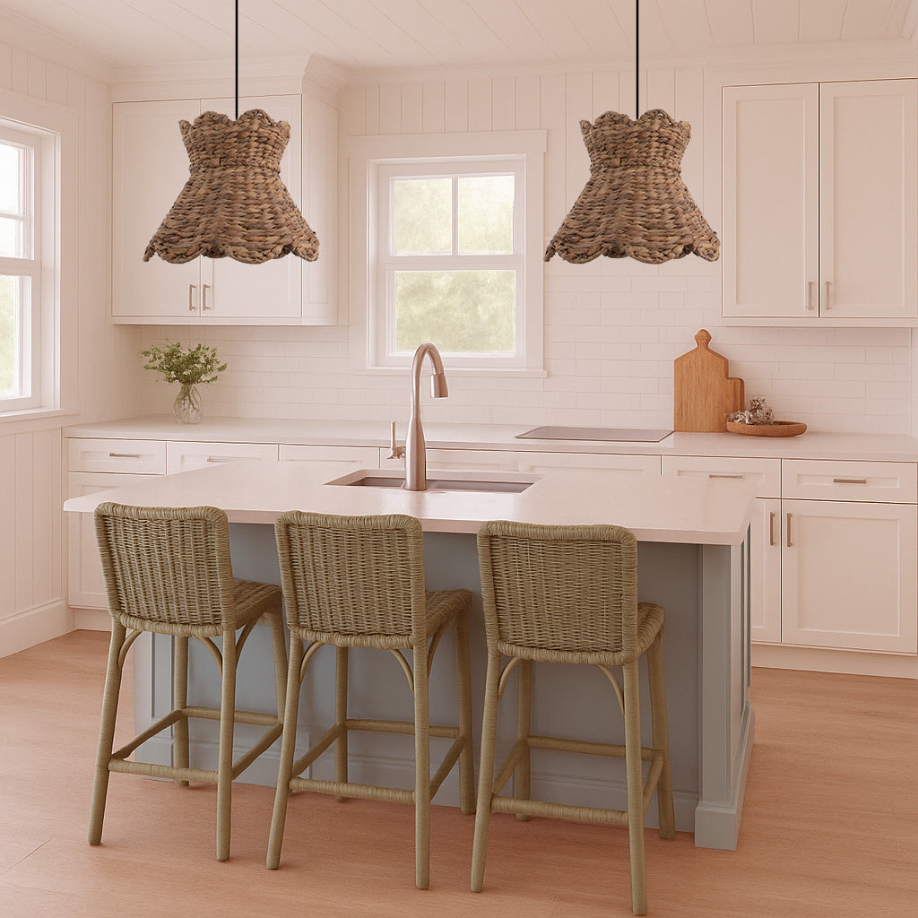 NEW Large Woven Hyacinth Drum Shade w/ Oil Rubbed Bronze Recessed Can Conversion Kit (SHIPS 10/22)