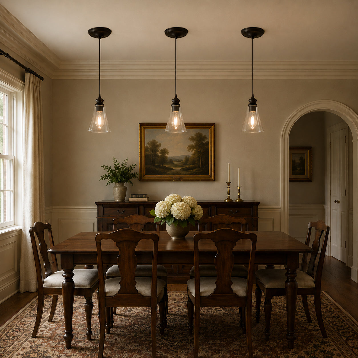 Brushed Bronze Instant Pendant Light - Recessed Can Conversion Kit with Fluted Clear Glass Shade (Pre-Orders Ship 6/12)