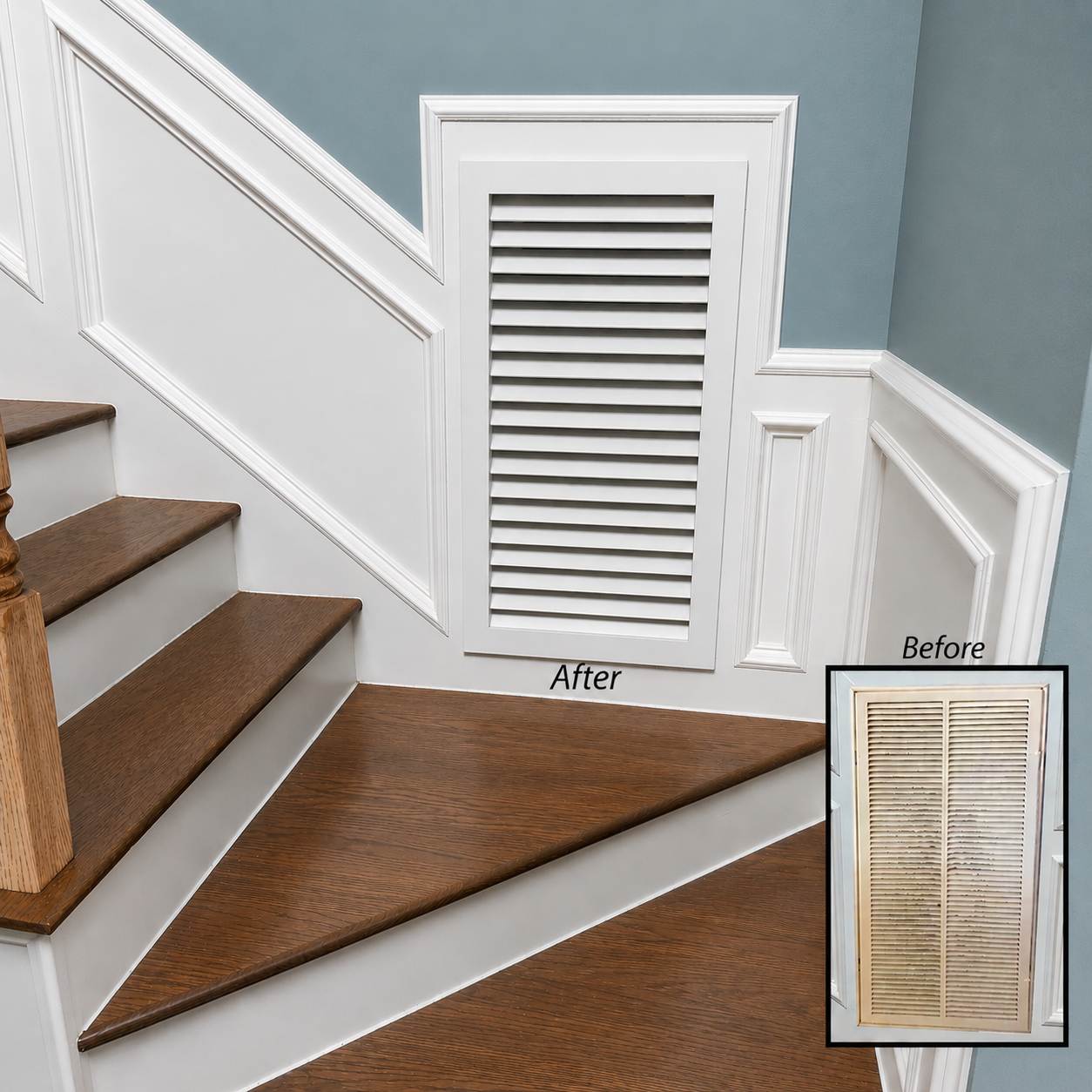 Luxury Wood A/C Return Vent Cover, In-Take Wall Grills – Primed White Holds 1" Filter