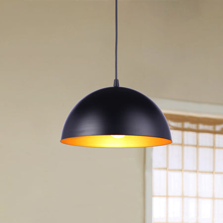 PBN-8800 - Worth Home Products - Large Matte Black & Gold Metal Dome Instant Pendant Recessed Can Light - Lifestyle