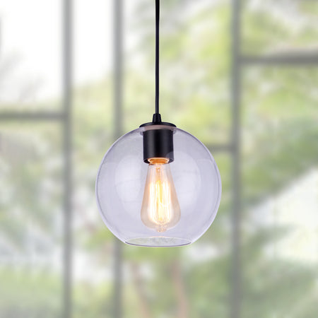 PBN-4680-7200-C - Worth Home Products - Matte Black Clear Glass Globe Instant Pendant Light - Lifestyle