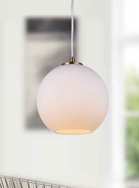 PBN-4680-7201-M - Worth Home Products - Satin Brass Milk Glass Globe Instant Pendant Light - Lifestyle