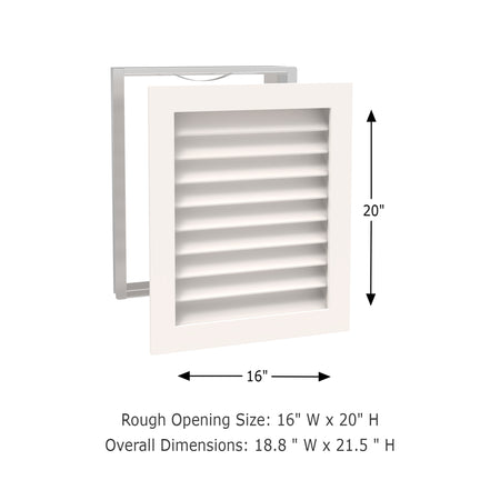 Worth Home Products - decorative wood AC vent covers luxury return vent - Primed Wood Louvers 16x20