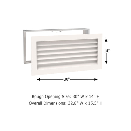 Worth Home Products - decorative wood AC vent covers luxury return vent - Primed Wood Louvers 30x14