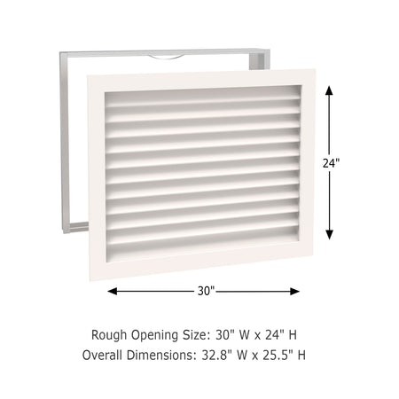 Worth Home Products - decorative wood AC vent covers luxury return vent - Primed Wood Louvers 30x24