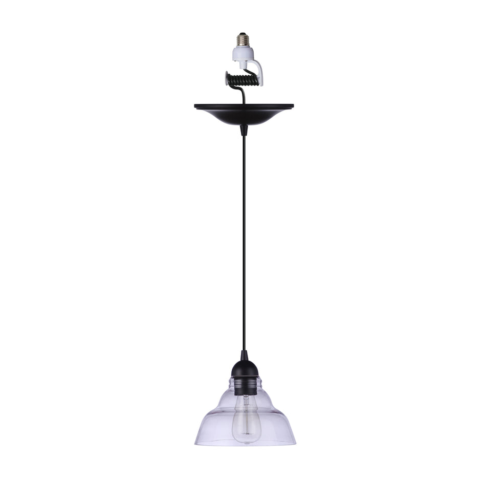 Farmhouse Clear Glass Shade with Antique Bronze Instant Pendant Light