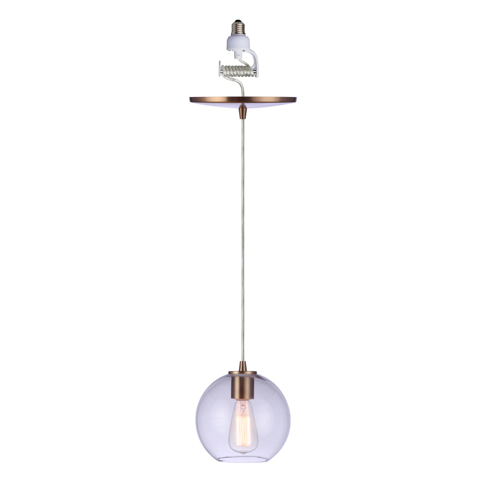 PBN-4680-7201-C - Worth Home Products - Satin Brass Clear Glass Globe Instant Pendant Light