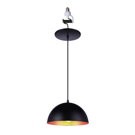 Matte Black and Gold Metal Dome Instant Pendant Light
