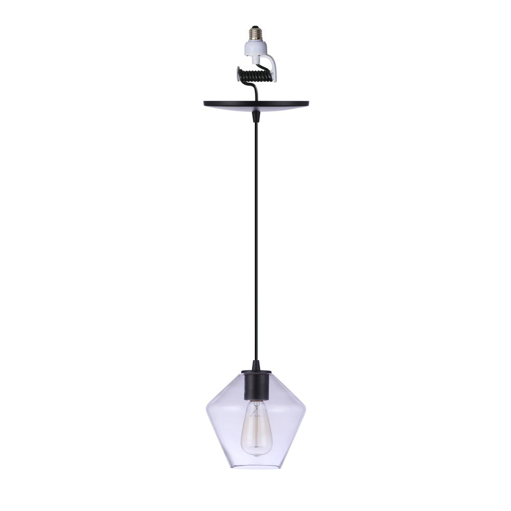 PBN-4679-7200 - Worth Home Products - Matte Black Geometric Clear Glass Instant Pendant Light