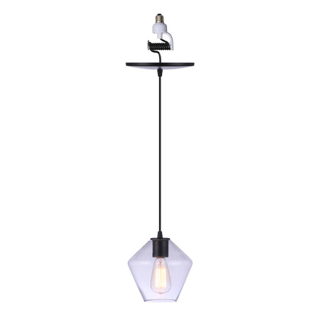 PBN-4679-7200 - Worth Home Products - Matte Black Geometric Clear Glass Instant Pendant Light