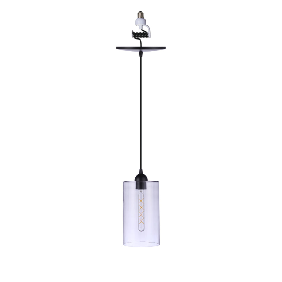PBN-4500-6200 - Worth Home Products Instant Pendant Light - Matte Black Clear Cylinder Instant Pendant Conversion Kit