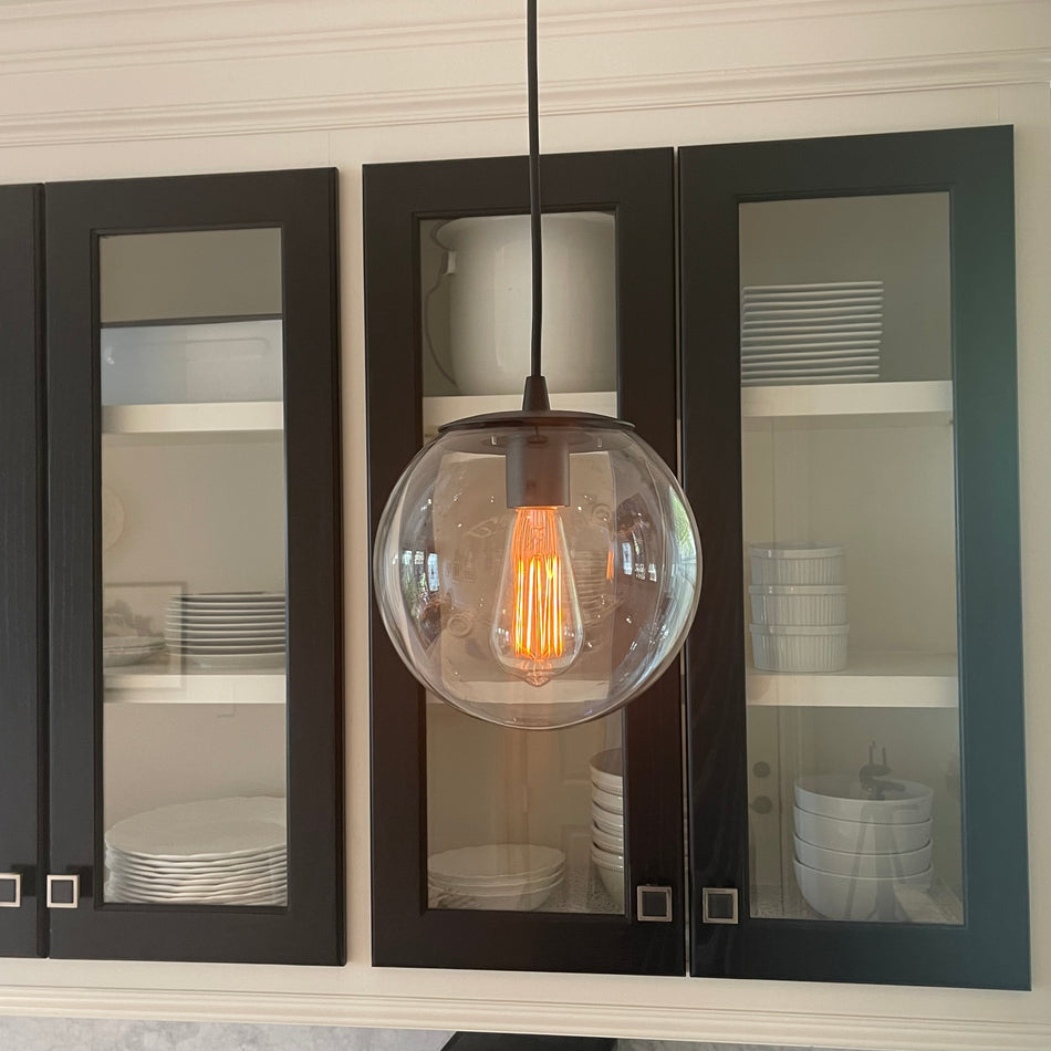 Matte Black Clear Closed Globe Instant Pendant Conversion Kit