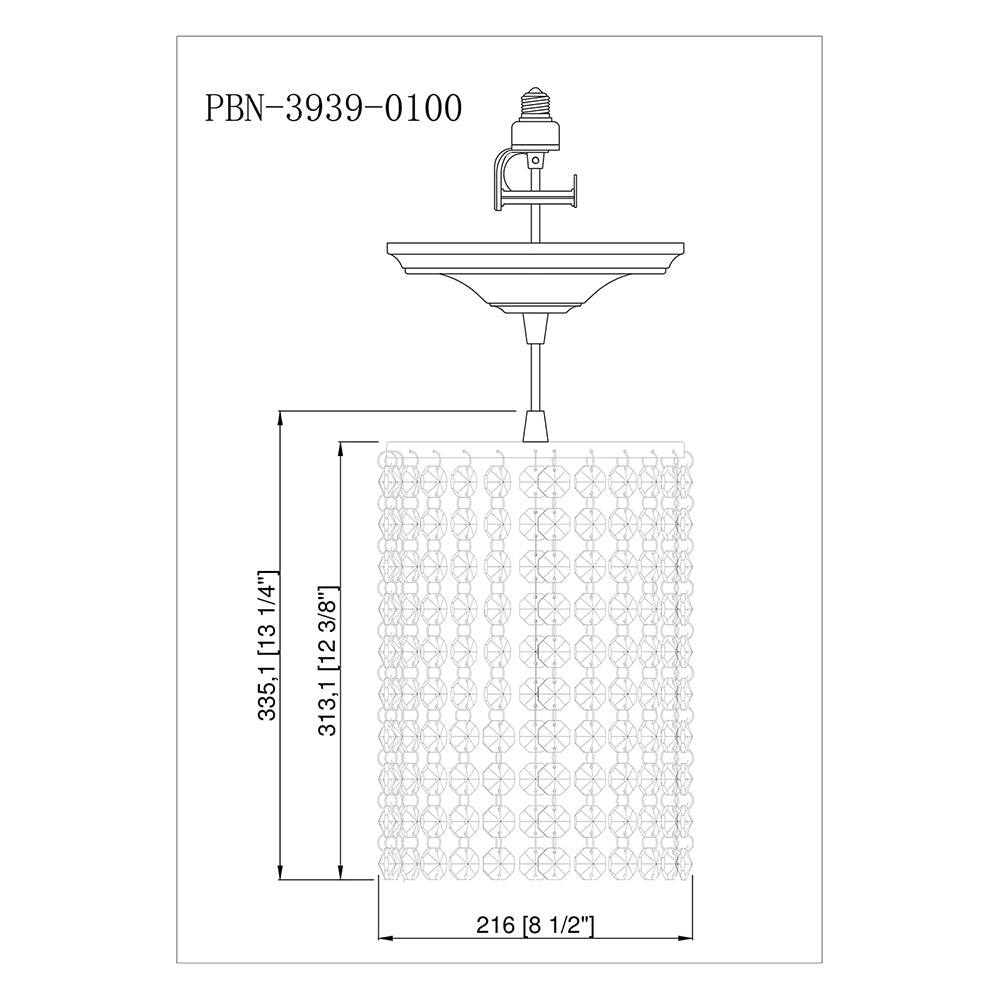 Instant Pendant Recessed Light Conversion Kit Brushed Nickel Grand Crystal Shade PBN-3939-0100 - Worth Home Products