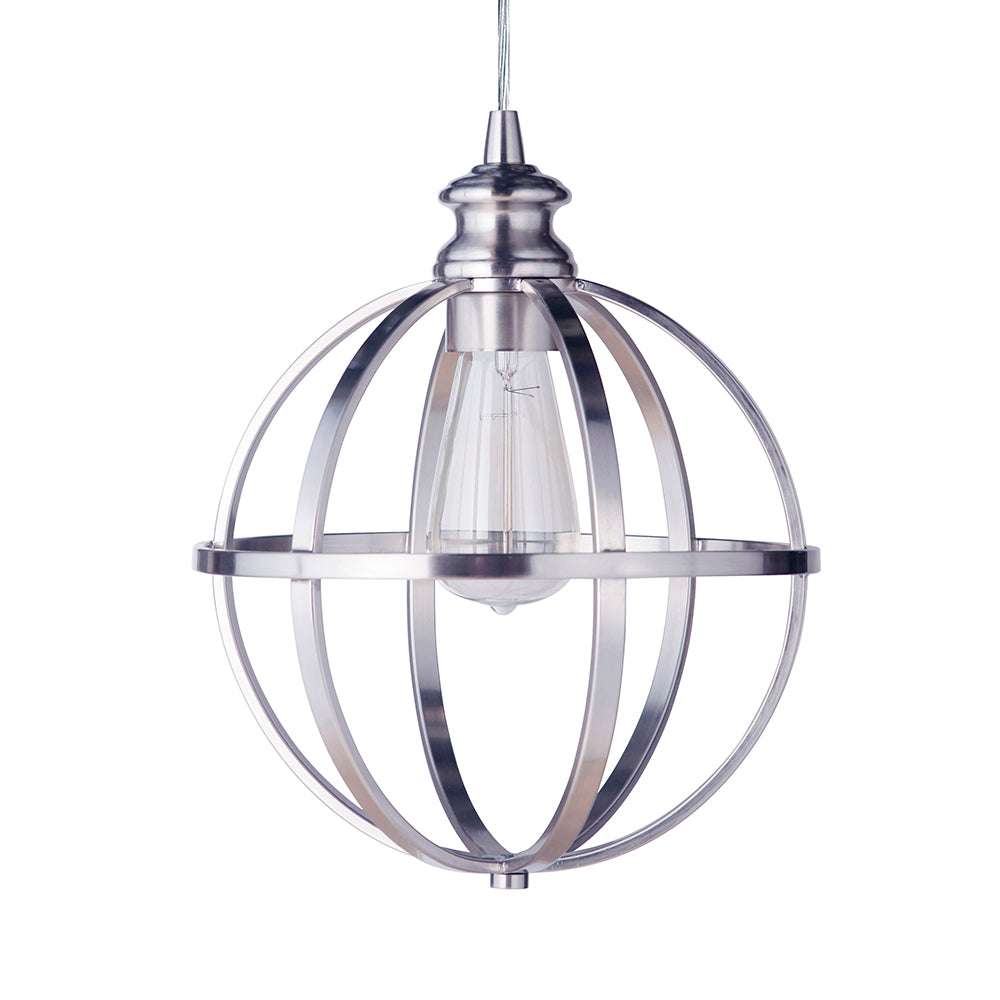 Brushed nickel cage pendant light store