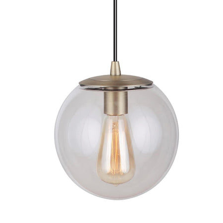 PBN-6010-0073 - Worth Home Products - Brass Clear Closed Globe Instant Pendant Recessed Can Light