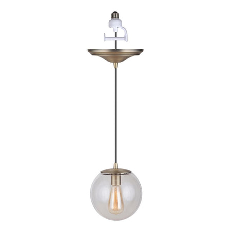 PBN-6010-0073 - Worth Home Products - Brass Clear Closed Globe Instant Pendant Recessed Can Light