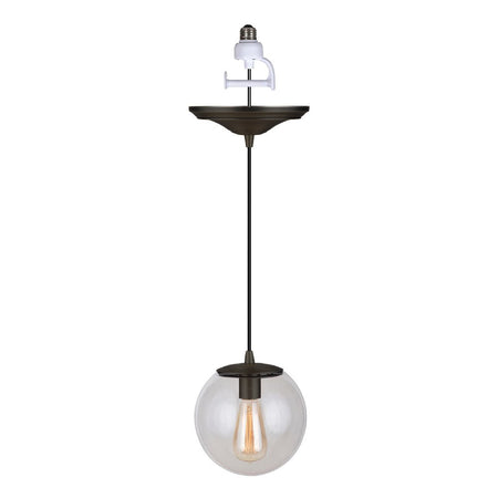 PBN-6010-0074T - Worth Home Products - Matte Black Clear Closed Globe Instant Pendant Recessed Can Light