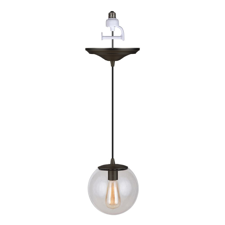 PBN-6010-0074T - Worth Home Products - Matte Black Clear Closed Globe Instant Pendant Recessed Can Light