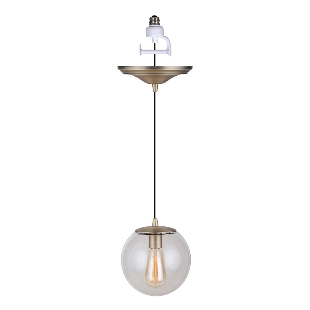 Instant Pendant Light Brushed Brass Clear Globe PBN-6010-0073 - Worth Home Products
