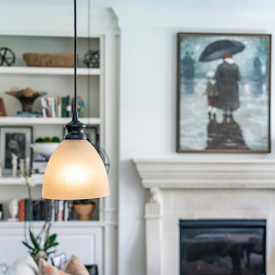 Instant Pendant Light with Linen Glass Dome Shade - Worth Home Products