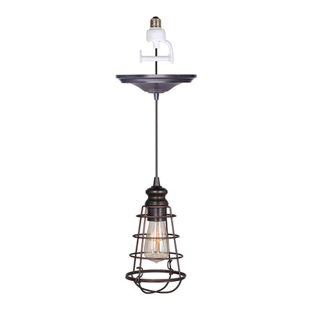 PBN-6257-0011 - Worth Home Products - Small Farmhouse Bronze Cage Instant Pendant Recessed Can Light