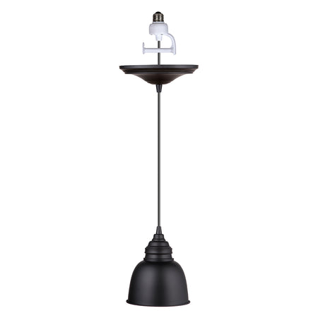 PBN-7101 - Worth Home Products - Small Matte Black Metal Dome Instant Pendant Recessed Can Light