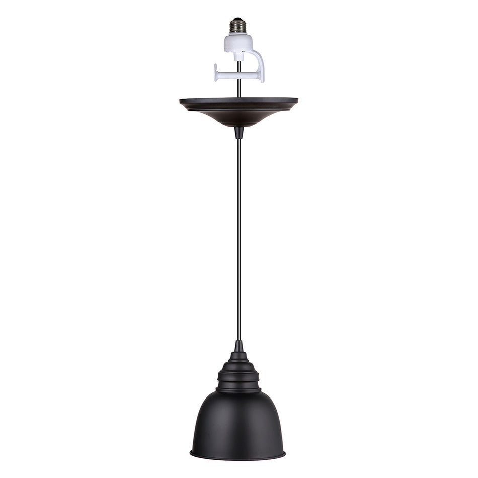 Small Matte Black Metal Dome Instant Pendant Light