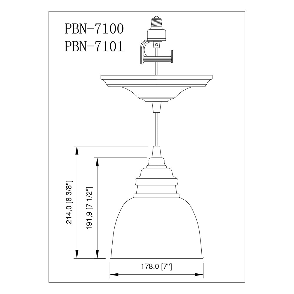 PBN-7101 - Worth Home Products - Small Matte Black Metal Dome Instant Pendant Recessed Can Light - Dimensions