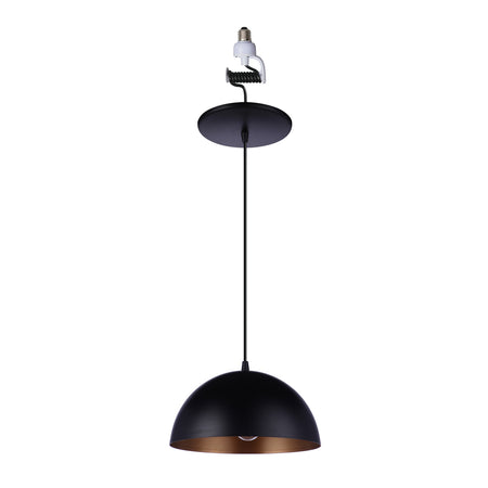 PBN-8800 - Worth Home Products - Large Matte Black & Gold Metal Dome Instant Pendant Recessed Can Light