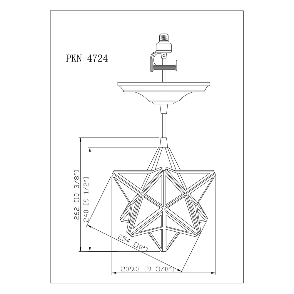 PKN-4724 - Worth Home Products - Bronze Moravian Star Instant Pendant Recessed Can Light - Dimensions