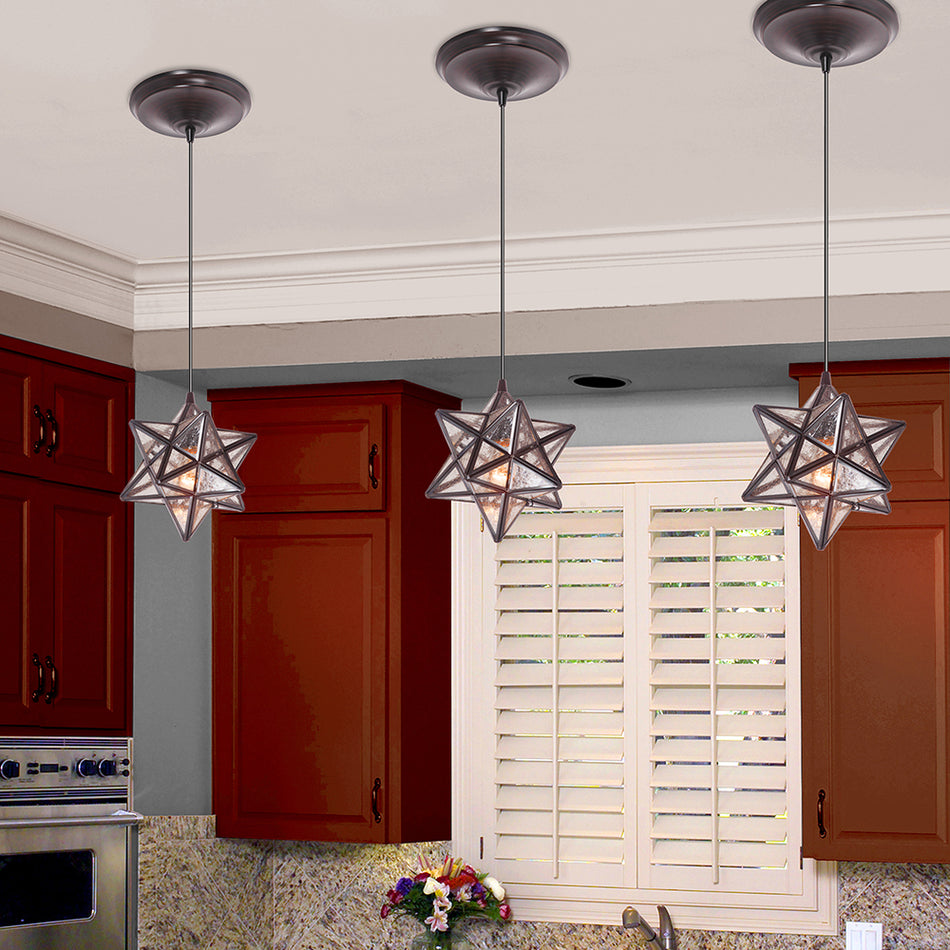 PKN-4724 - Worth Home Products - Bronze Moravian Star Instant Pendant Recessed Can Light- Lifestyle