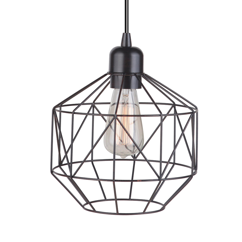 PKN-5005 - Worth Home Products - Brushed Bronze Geometric Cage Instant Pendant Recessed Can Light