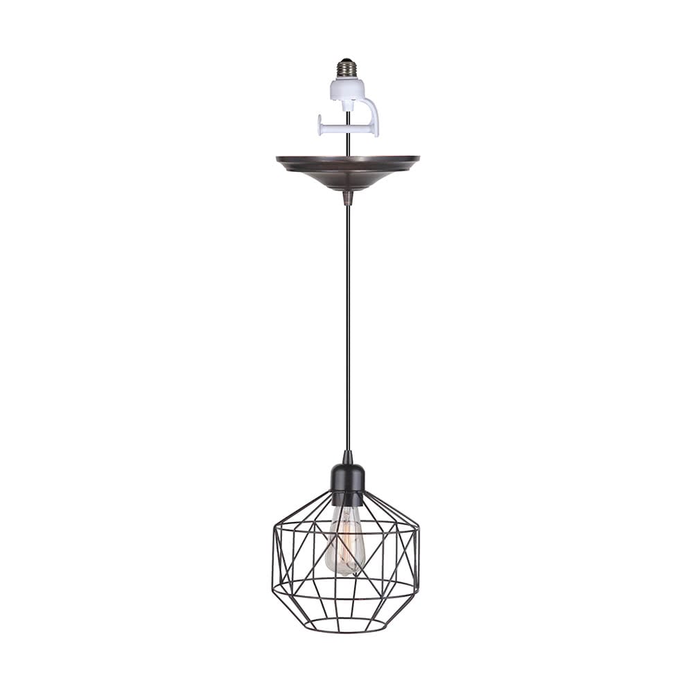 PKN-5005 - Worth Home Products - Brushed Bronze Geometric Cage Instant Pendant Recessed Can Light