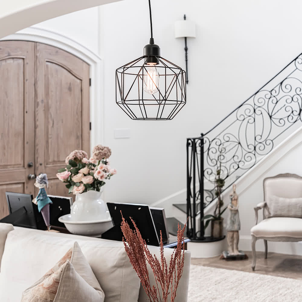 Instant Pendant Light Brushed Bronze Geometric Cage PKN-5005 - Worth Home Products