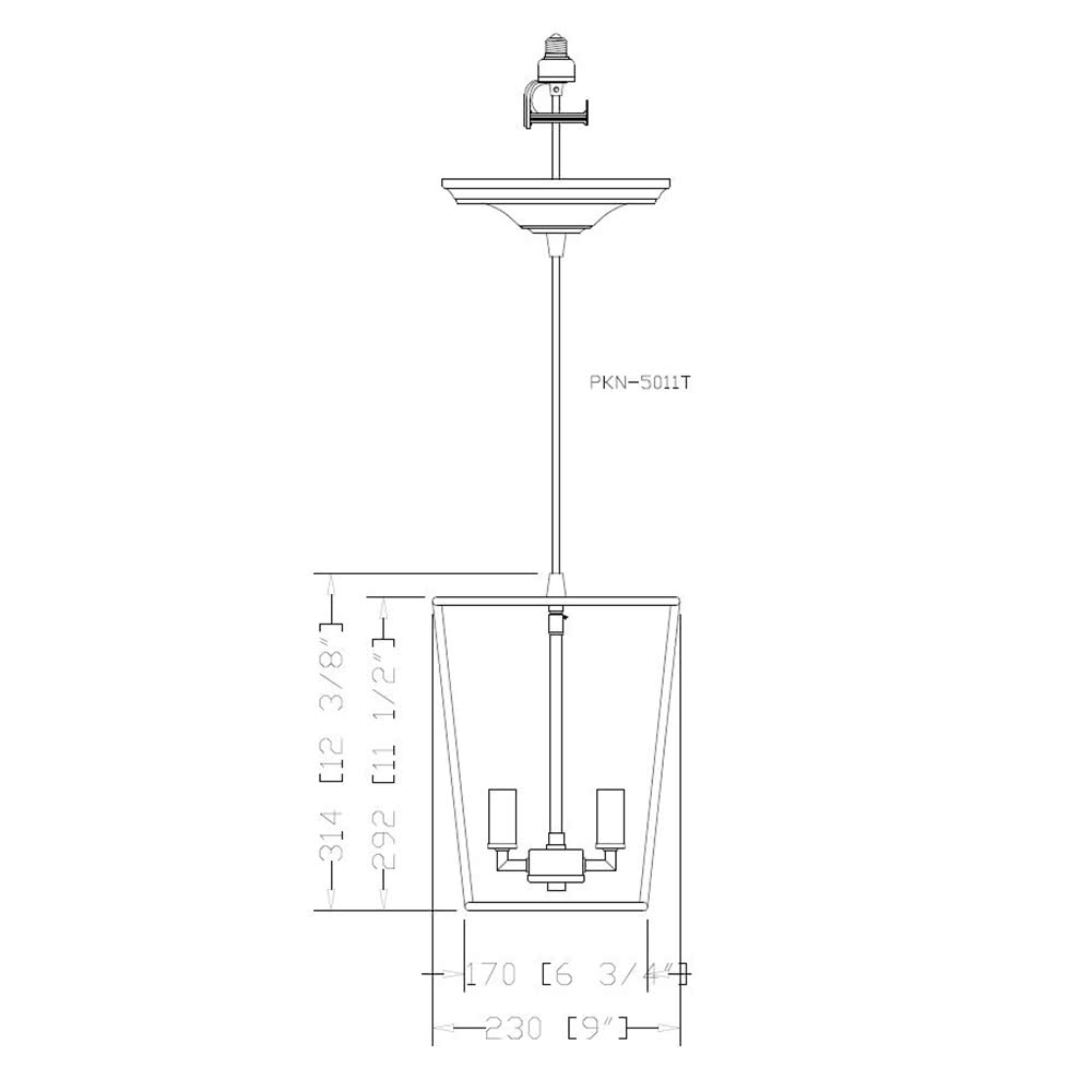 PKN-5011 - Worth Home Products - Brushed Bronze 2-Light Lantern Instant Pendant Recessed Can Light - Dimensions