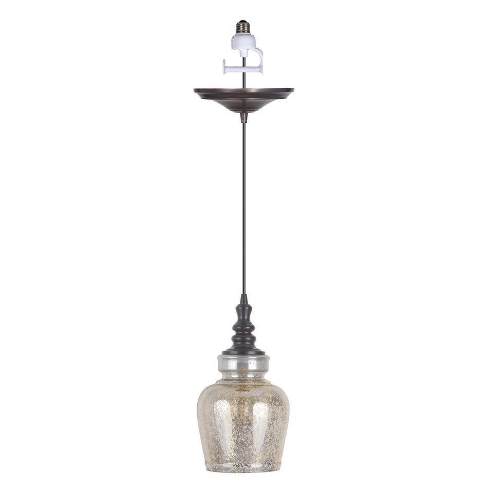 PKN-5572-0111 - Worth Home Products - Large Brushed Bronze Mercury Glass Instant Pendant Recessed Can Light