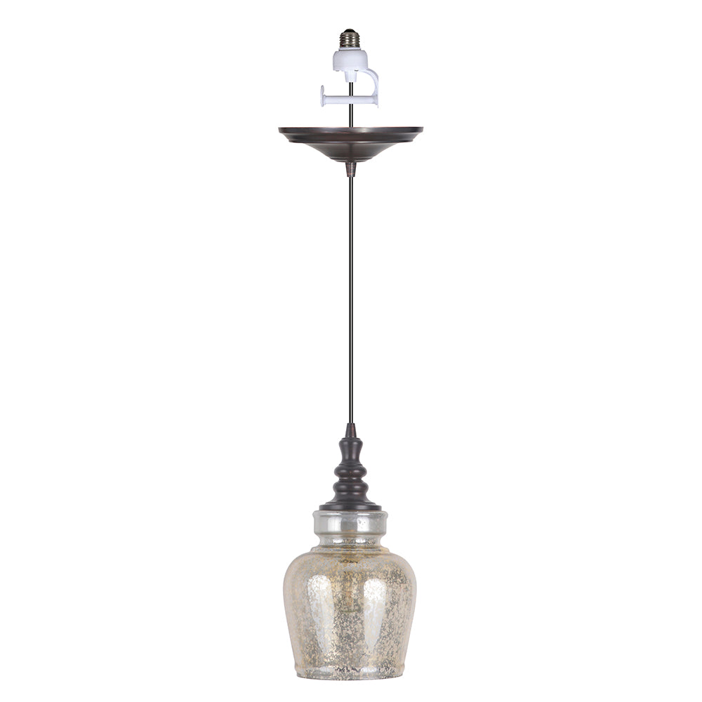 Instant Pendant Recessed Light Conversion Kit Brushed Bronze Mercury Glass Shade PKN-5572-0111 - Worth Home Products